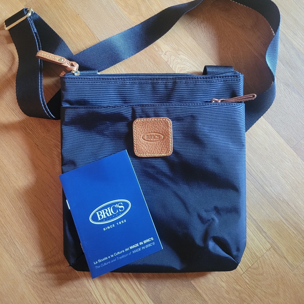 Bric's Navy and Tan Crossbody Bag
